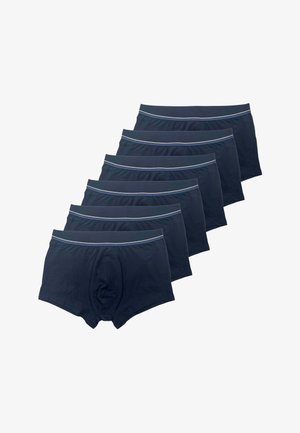 Sei paia di boxer blu navy con tessuto morbido, cintura elastica con una striscia grigia a contrasto e design con patta frontale.