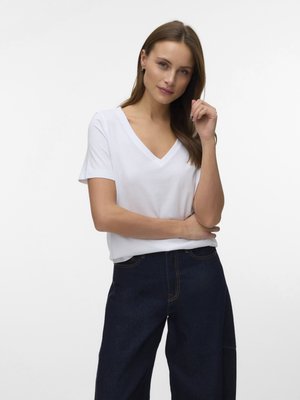Vero Moda VMPAULINA NECK NOOS - Βασικό μπλουζάκι - bright white