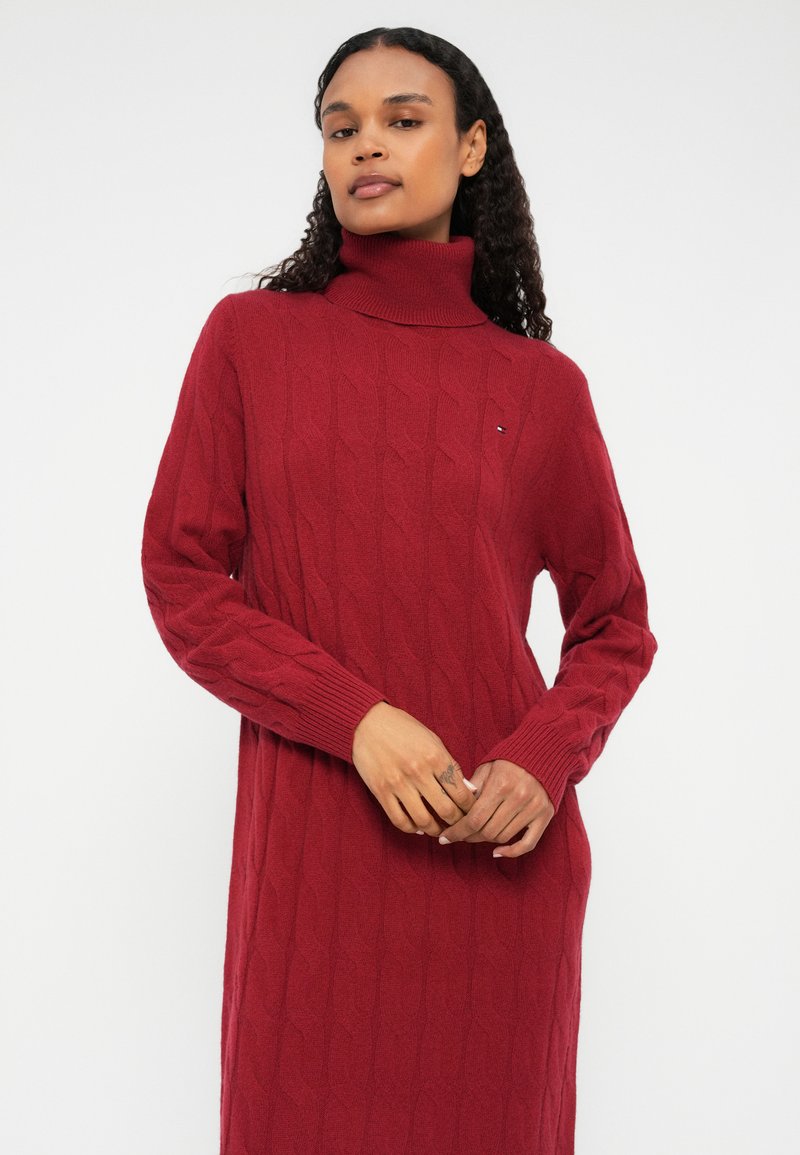 Tommy Hilfiger SOFT CABLE ROLL DRESS - Jumper dress - regatta red/red -  Zalando