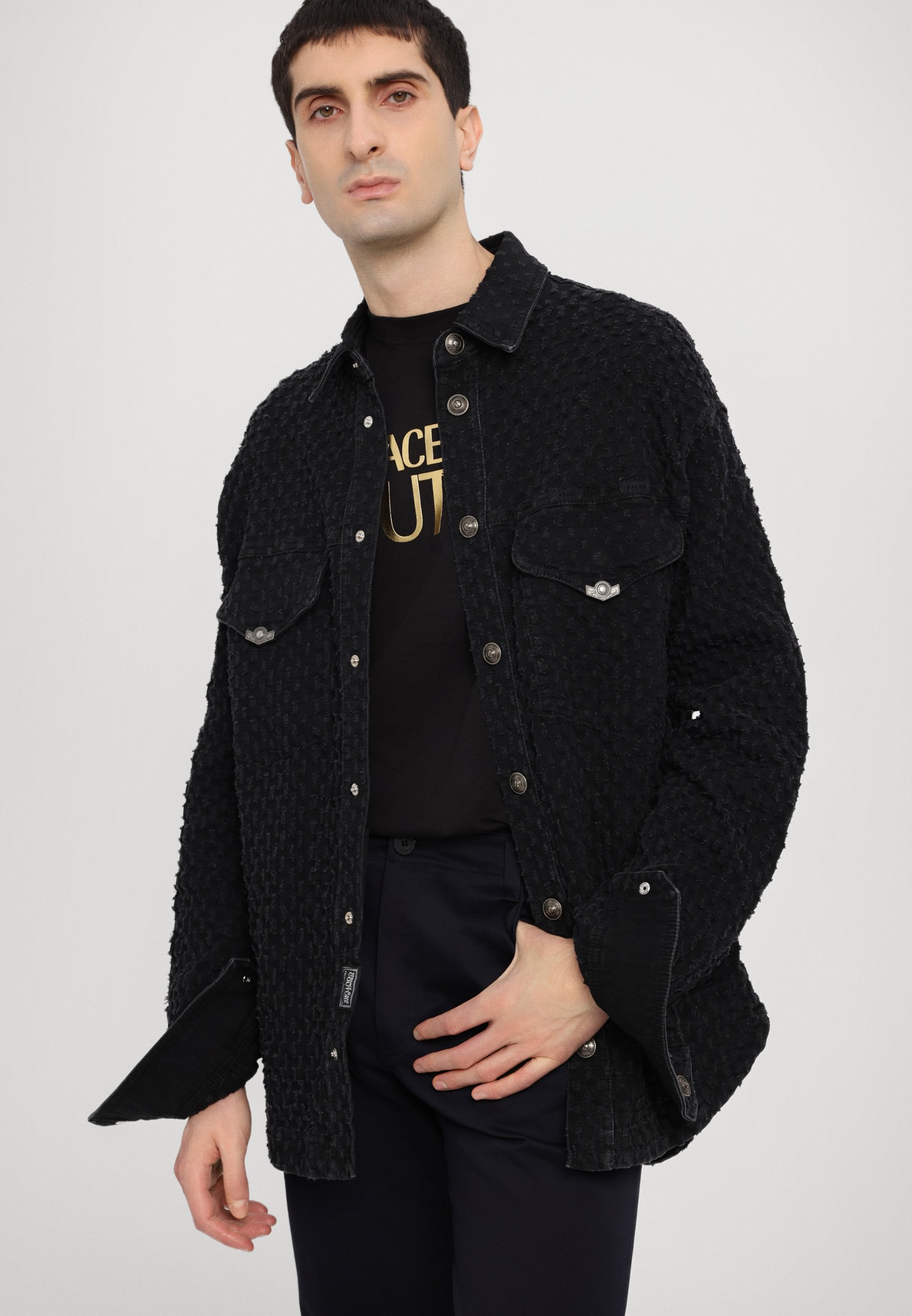 ジャケット・アウター VERSACE JEANS COUTURE Black Denim Jacket Denim Blouson Jacket | VERSACE US
