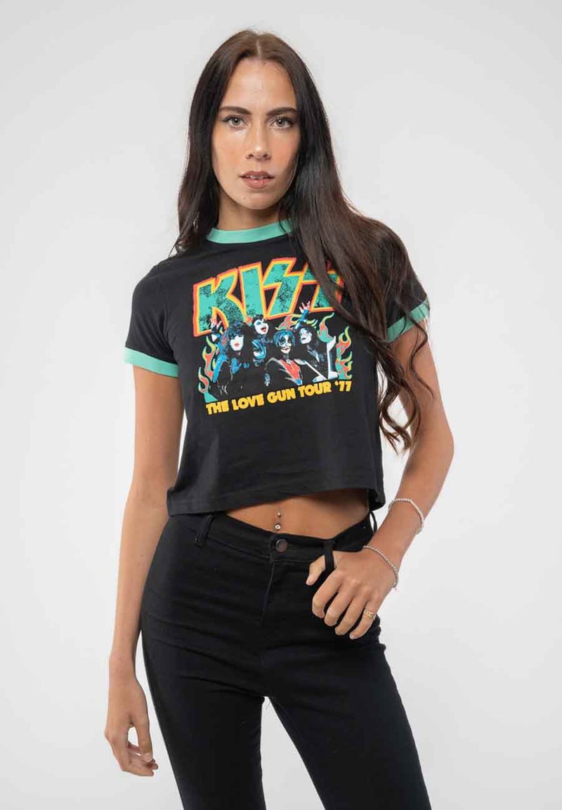 Paradiso Clothing KISS LOVE GUN TOUR RINGER CROP - Print T-shirt - black