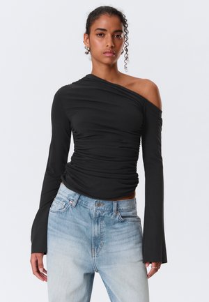 Weekday DRAPE ASYMMETRIC - Pikkade varrukatega topp - black