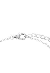 Collana in argento con chiusura a gancio e link di estensione, caratterizzata da una superficie liscia e lucida e da maglie uniformi.