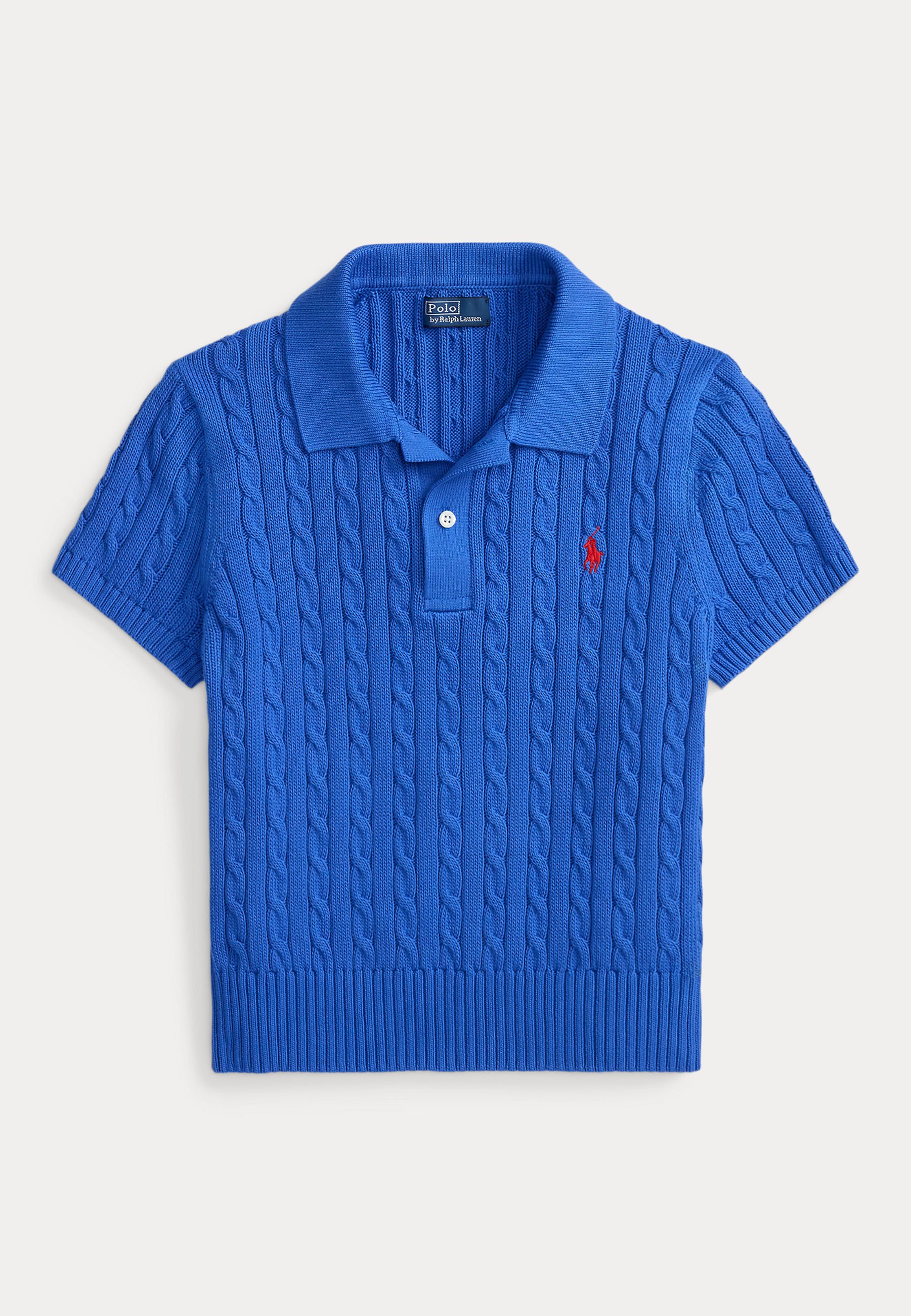Polo Ralph Lauren CABLE-KNIT COTTON CROPPED POLO SHIRT - Polo