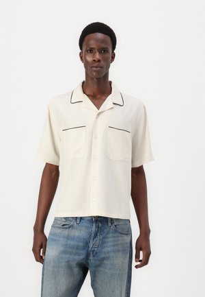 Camp Collar Cropped Cupro Shirt - Chemise - oatmeal/phantom