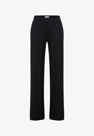 Sorte bukser med lige ben, elastisk talje og glat stofstruktur. Ingen synlige mønstre eller hardware detaljer.