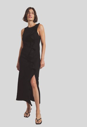 RUFFLE DETAIL FRINGE - Trikoomekko - black