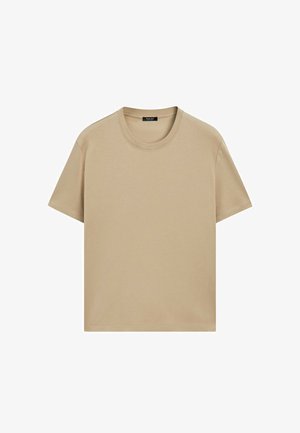 Massimo Dutti, REGULAR FIT SHORT SLEEVE T-SHIRT - Basic T-shirt - sand