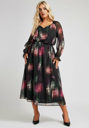 Yours Clothing FLORAL - Freizeitkleid - black