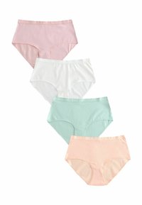 Högmidjade bomullstrumpor i pastellrosa, vitt, mintgrönt och persika, med resårmidja och slät textur.
