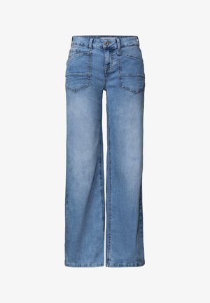 Street One, MID-WAIST WIDE-LEG JEANS IN A LOOSE FIT - Jean droit - light blue random washed