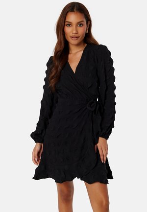 STRUCTURED L/S FLOUNCE WRAP DRESS - Vestito estivo - black