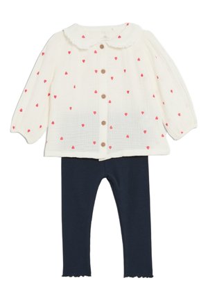 2PC RICH HEART EMBROIDERED OUTFIT  SET - Leggings - ivory mix