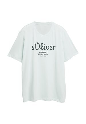 Biała koszulka z krótkim rękawem z czarnym nadrukiem "s.Oliver Elevated Essentials Since 1969" na środku przodu.
