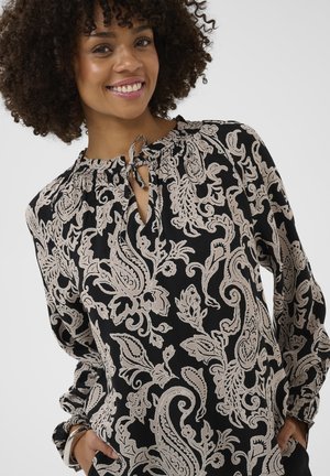 Pluus - pitch black paisley