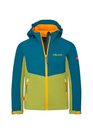 TROLLKIDS, 320 UNISEX - Soft shell jacket - pear green lagoon green sahara sunset