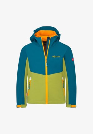 TROLLKIDS, 320 UNISEX - Soft shell jacket - pear green lagoon green sahara sunset