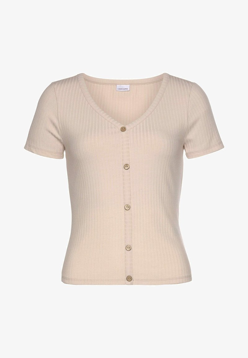LASCANA KURZARM - Jednoduché tričko - beige