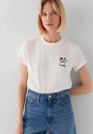 Mavi, MAVI GRAPHIC TSHIRTS CAT PRINTED  T-SHIRT - Print T-shirt - antique white