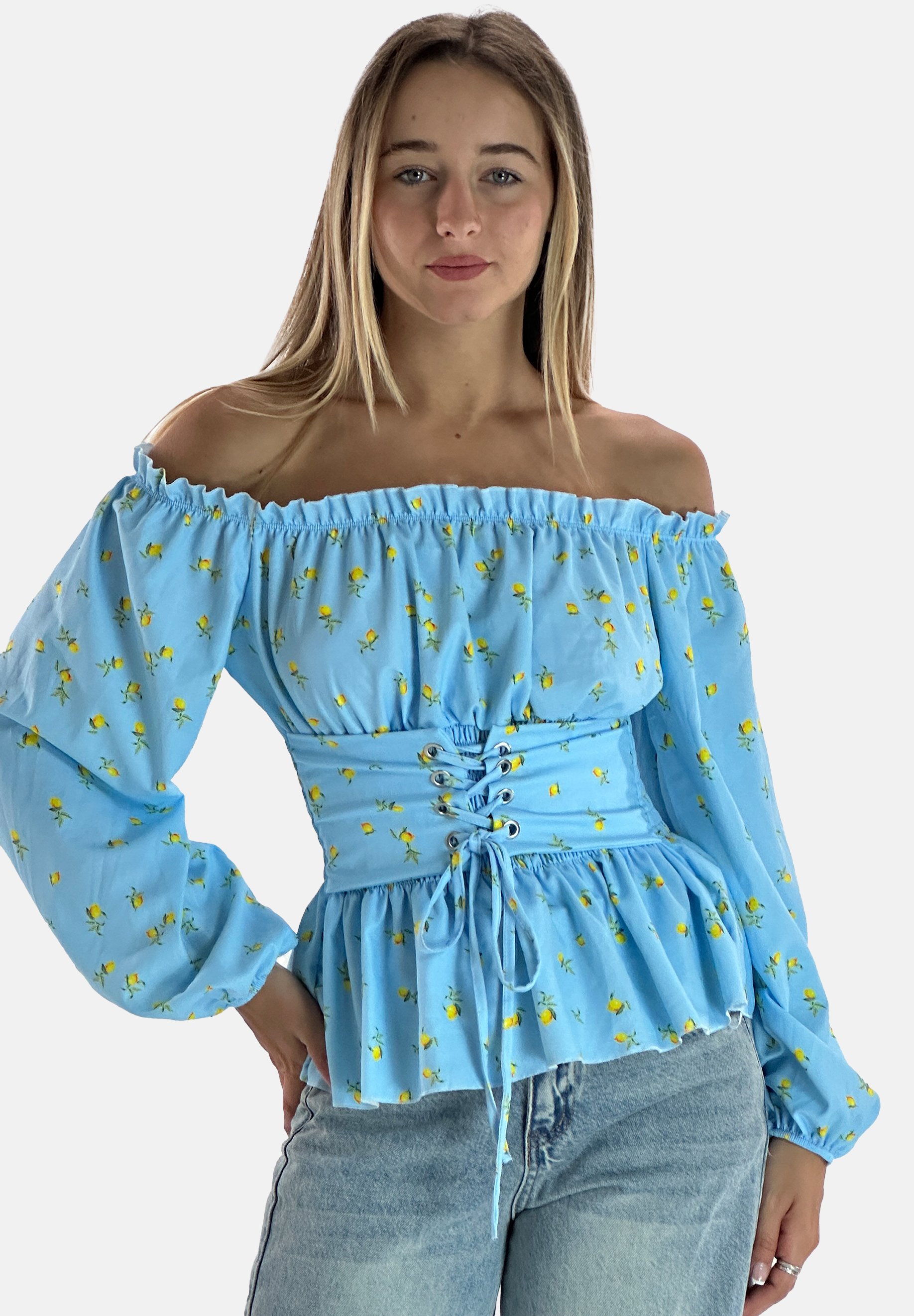 Elara Blouse blau/bleu clair
