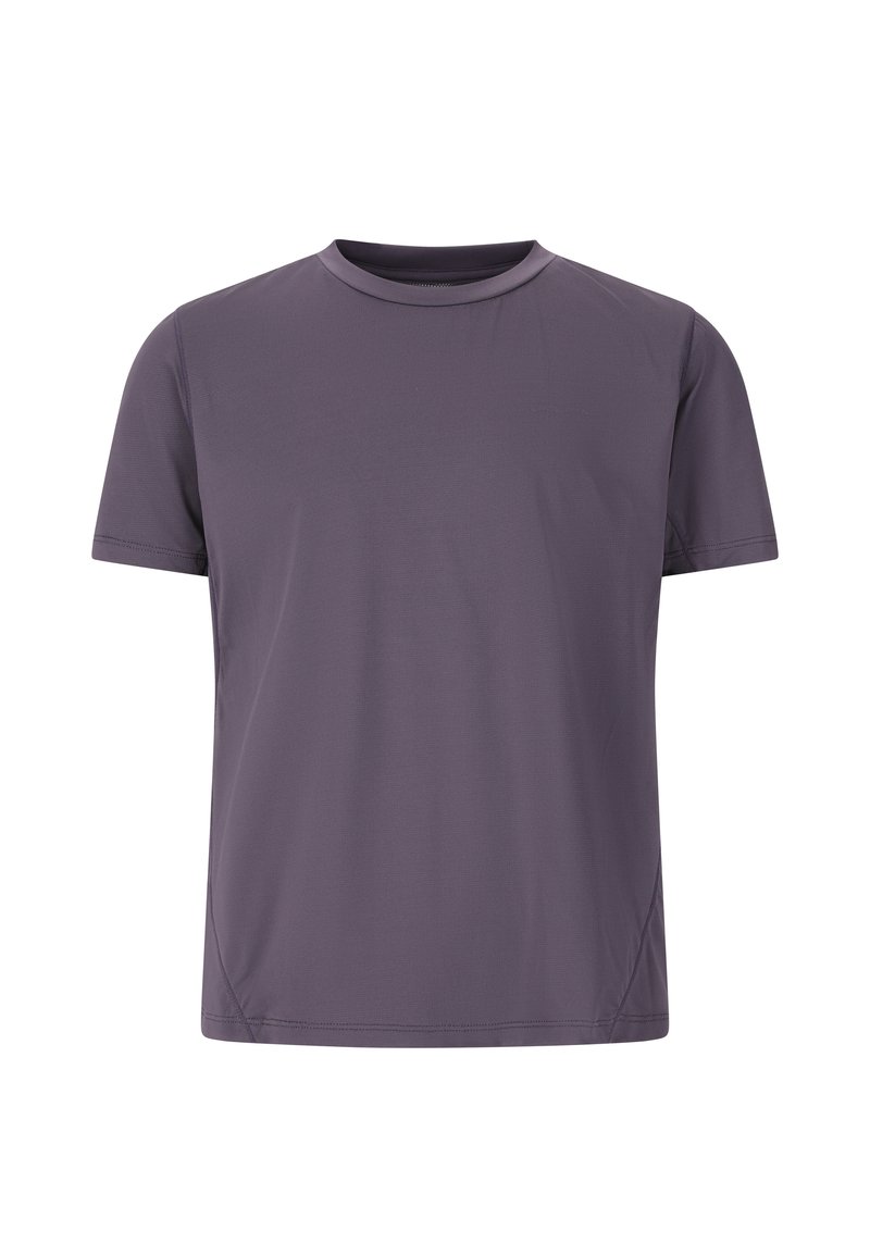 Lilahihainen, lyhythihainen t-paita, joka on valmistettu sileästä kankaasta. Ominaisuuksiin kuuluu rento malli, jossa on huomaamattomat ommelty yksityiskohdat sivuilla.