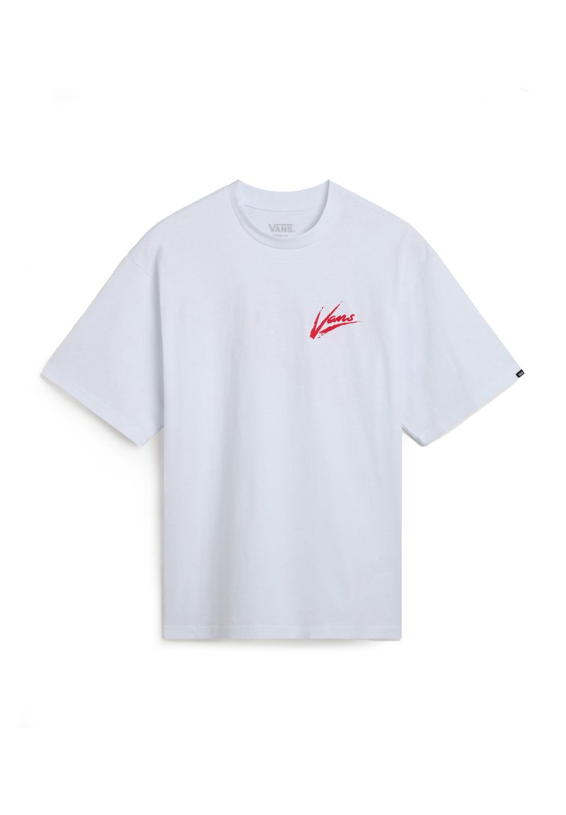 Vans BRUSH SCRIPT LOOSE FIT - Printtipaita - white racing red