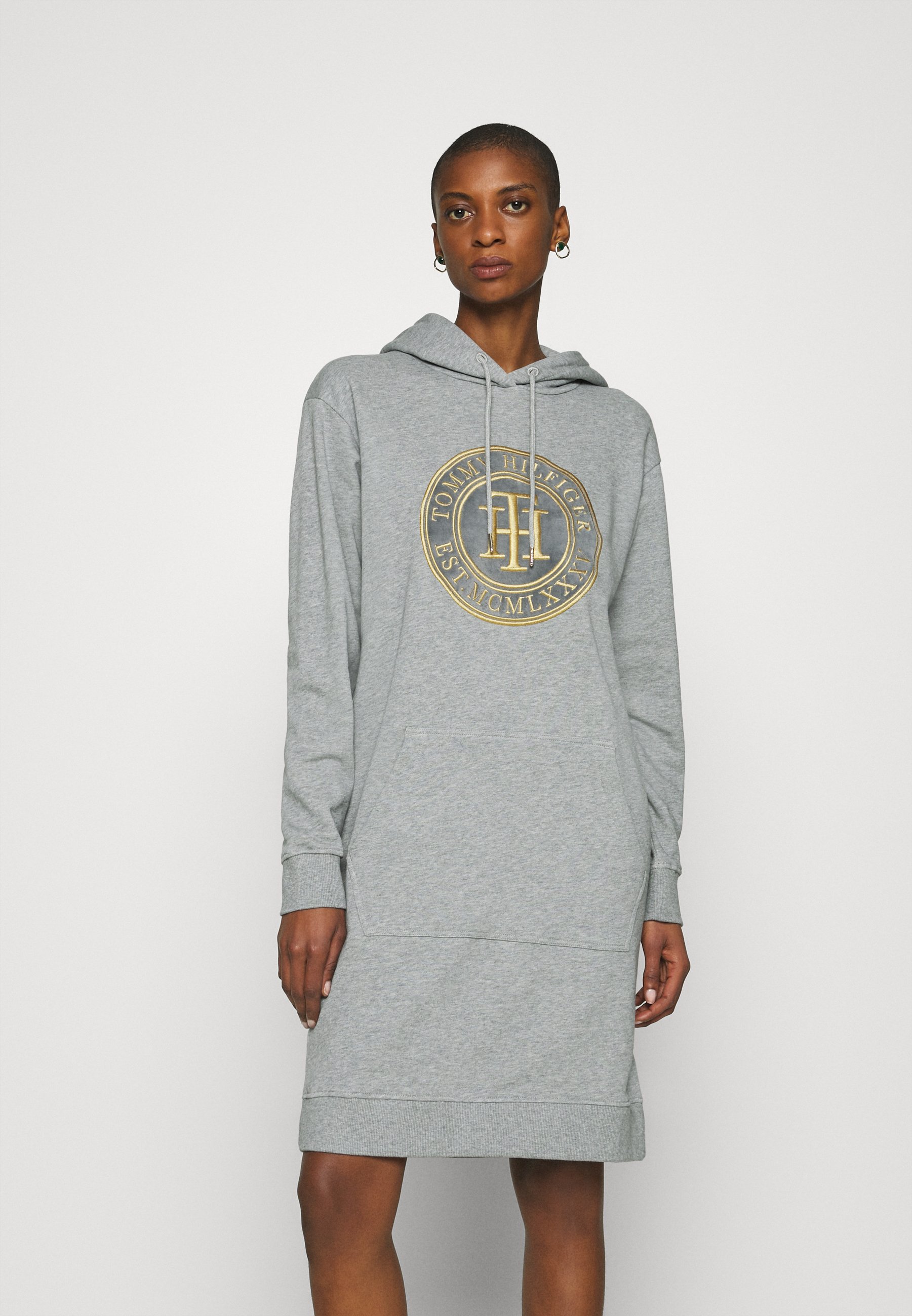 Tommy Hilfiger Hoodie Dress Freizeitkleid Light Grey Heather Grau Zalando De 