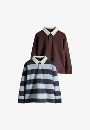 THE SET, 2 PACK RUGBY STRIPE LONG SLEEVE TOPS - Polo shirt - navy burgundy