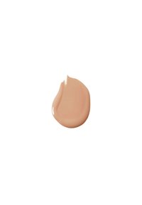 Flüssige Foundation mit einer glatten, cremigen Textur. Hellbeige Farbe mit einem leicht glänzenden Finish, in Tropfenform auf einem weißen Hintergrund aufgetragen.