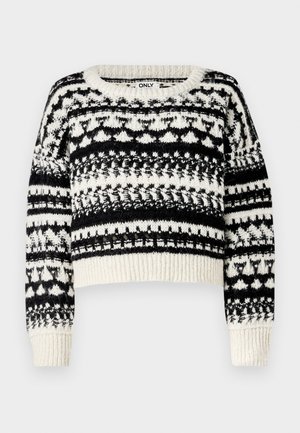 ONLY ONLALAIA LIFE O NECK - Strickpullover - birch/black