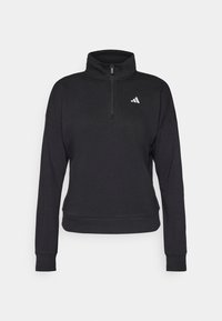 ESSENTIALS SMALL LOGO QUARTER ZIP - Pusa - black/white