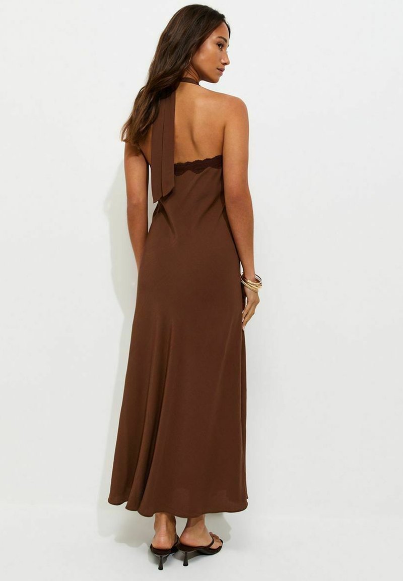 new look halter dress LACE TRIM HALTERNECK MIDI - Maxi - dark brown high waist pants