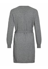 VILA O-NECK - Stickad klänning - medium grey melange