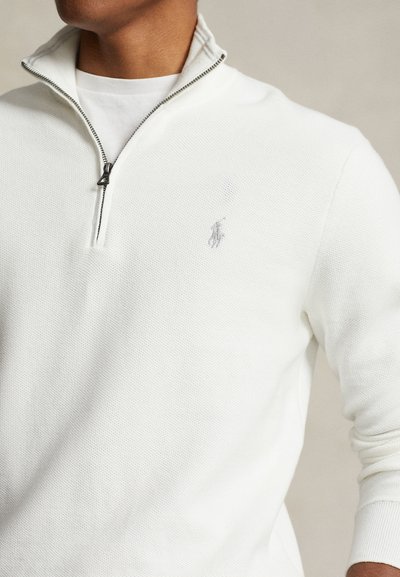 Polo Ralph Lauren MESH KNIT COTTON QUARTER-ZIP SWEATER - Pulóver - deckwash white