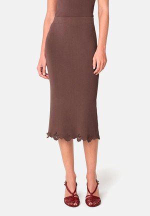 EMBROIDERED - Bleistiftrock - marron ecorce