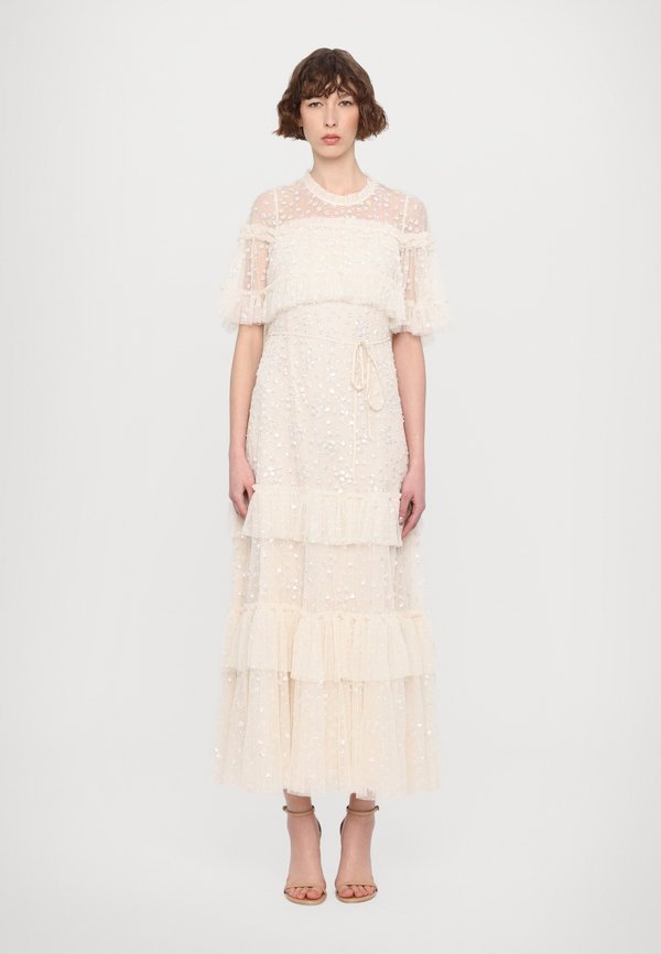 LEILA DOT TIERED CAPE ANKLE GOWN - Occasion wear - cream