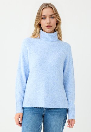 REGULAR FIT POLO NECK PULLOVER - Strickpullover - light blue
