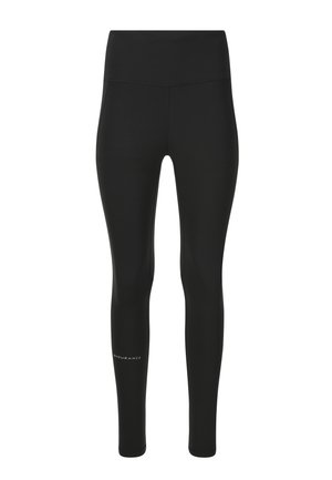 Schwarze, hoch sitzende Sportleggings mit schmaler Passform und dem Schriftzug "ENDURANCE" nahe am unteren linken Bein.
