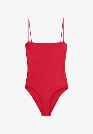 Massimo Dutti, SWIMSUIT WITH THIN STRAPS - Badpak - red