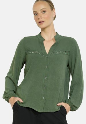 LolaLiza CRINKLE WITH CROCHET - Blúzka so zapínaním na gombíky - khaki med