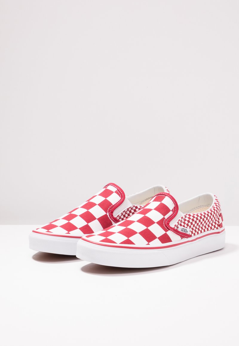 women's red vans slip ons