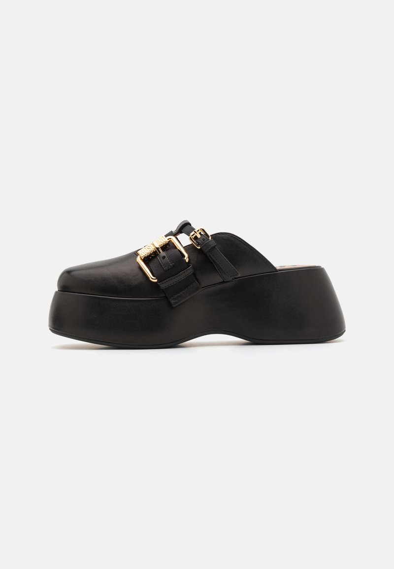 Moschino Black Leather Mules