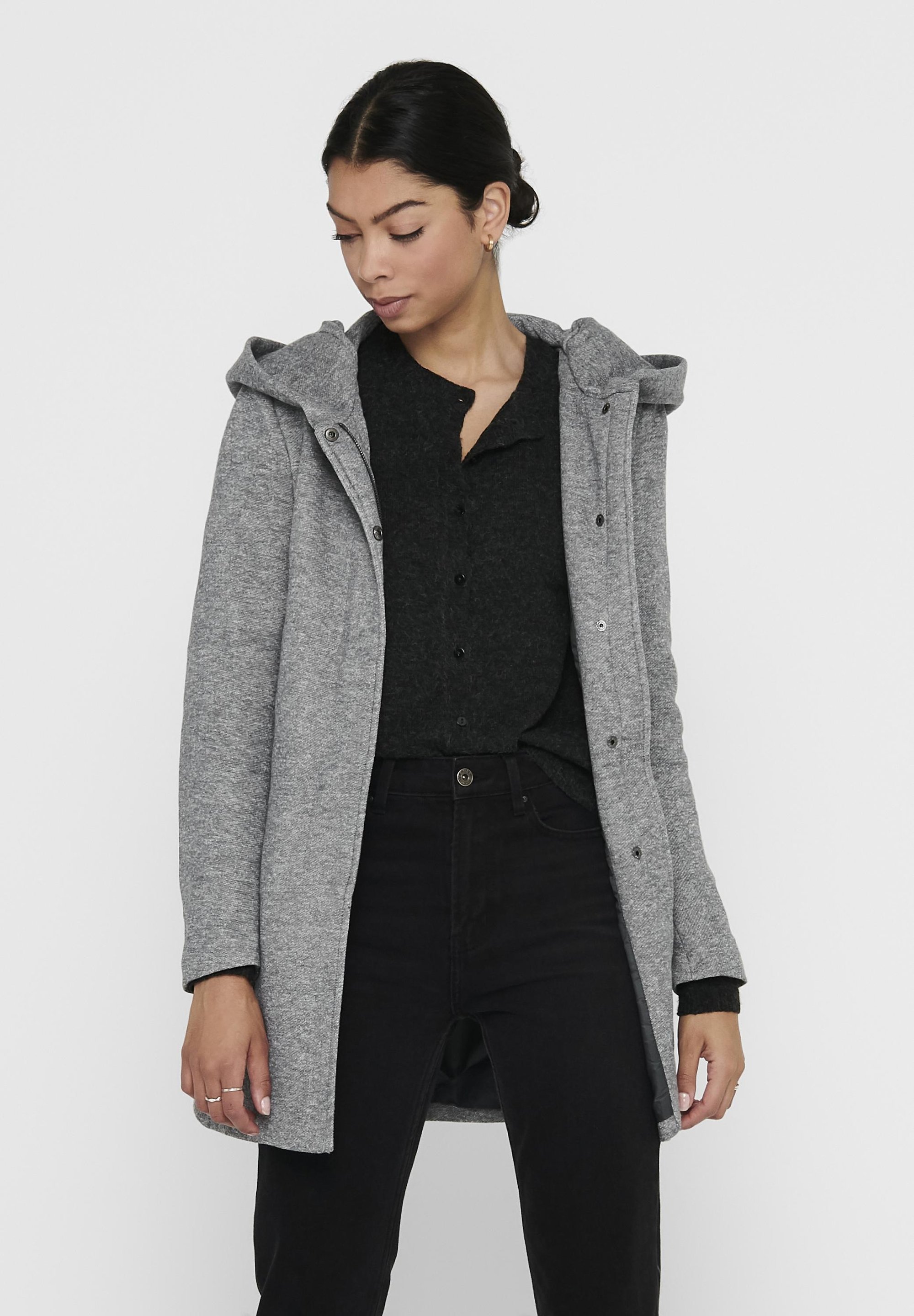 Damen Kurzmantel Kapuze Only Mantel Sedona Grau ONLY ONLSEDONA OTW