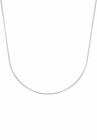 Collana in argento a catena a serpente, con texture liscia, forma flessibile, bordi arrotondati e design minimalista con finitura lucida.