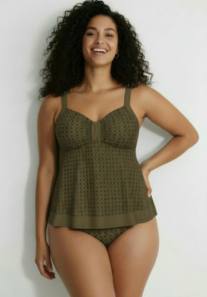 Ulla Popken TANKINI, GEMUSTERT, SOFTCUPS, TRÄGER VERSTELLBAR - Bikini - dark khaki