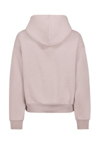 Himmelblaues, kurzes Sweatshirt mit Kordelzugkapuze, gerippten Bündchen und Saum. Weicher Stoff, schlichtes Design, ohne sichtbare Logos oder Muster.