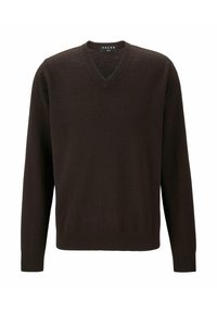 BASIC LAMBSWOOL V-NECK - Trui - dark brown