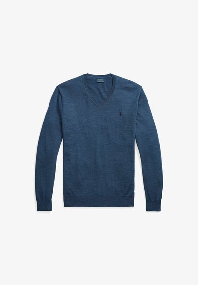 Polo Ralph Lauren SLIM FIT WASHABLE WOOL V-NECK JUMPER - Strickpullover - indigo