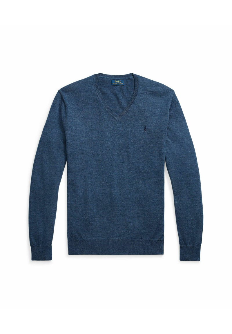 Polo Ralph Lauren SLIM FIT WASHABLE WOOL V-NECK JUMPER - Pullover - indigo