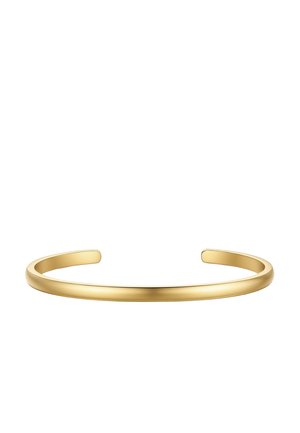 Bracelet manchette en or fin, lisse et ouvert, avec une finition polie, présenté sur fond blanc.